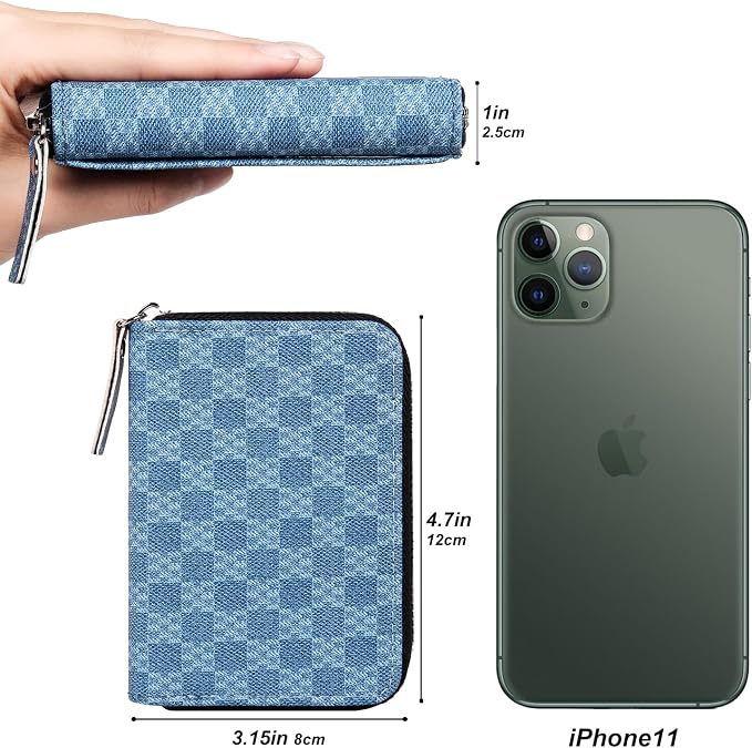 Credit Card Wallet, RFID Card Case Wallet, Zipper Card Cases Holder for Men Women, RFID Blocking, KeyChain Wallet, Compact Size Card Organizer Case for Women