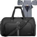 BALEINE Travel Garment Bag, Travel Suit Bag for Men, Water Resistant Carry on Garment Bag for Hanging Clothes, Garment Duffel Bag for Travel Business (Pure Black-Convertible)