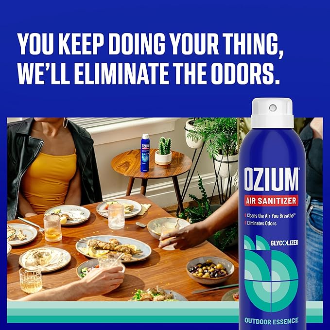 Ozium Air Sanitizer Spray - Room Odor Eliminator for Home, Car, and Office - Outdoor Essence - 8 oz Can - 1 Pack
