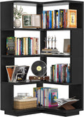 Armocity Corner Book Shelf - 5 Tier Corner Bookshelf Etagere Bookcase with Baffle, Freestanding L Shaped Display Shelf Stand for Home Office, Living Room, Bedroom, Kitchen, Black