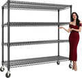 Garvee 4-Tier Metal Shelving with 4" Wheels, 2640LBS Storage Shelves | 71.8"Hx59"Wx17.7"D, Heavy Duty, Wire Shelving Units, Adjustable, Garage Storage Rack, for Kitchen Basement Pantry