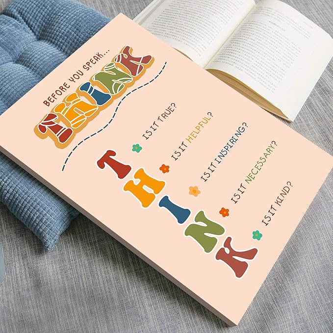 LOLUIS Mental Health Poster, Boho Therapy Tools Educational Supplies Art Print Classroom School Office Decor (Before You Speak Think, Custom Frame Type)