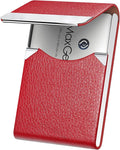 MaxGear Business Card Holder, PU Leather Business Card Case, Red | Stainless Steel Interior, Magnetic Closure, RFID Blocking, Holds 15–25 Standard Business Cards