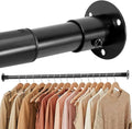 STORAGE MANIAC Closet Rods for Hanging Clothes 17.5 to 89.7 Inches Heavy Duty Stepless Adjustable Closet Hanging Rod 1.2 Inch Diameter Metal Closet Rod for Wardrobe Bathroom Bedroom Laundry RV, Black