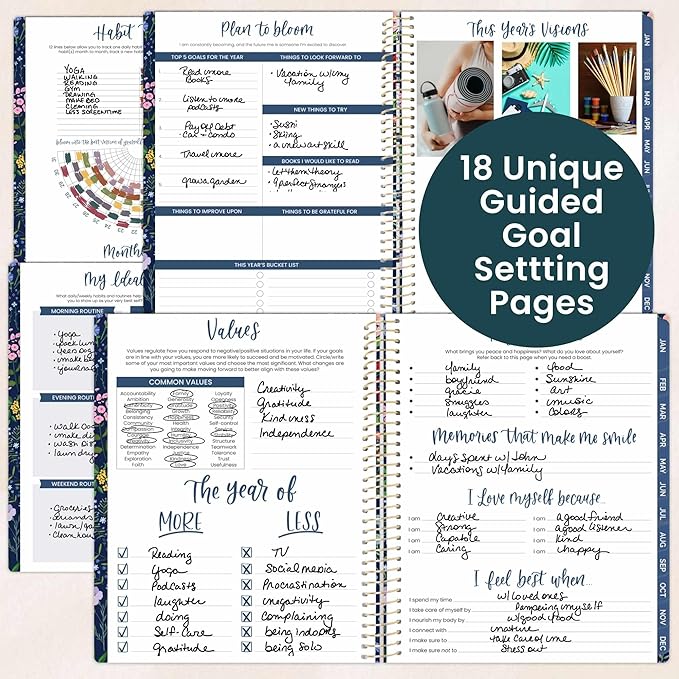 bloom daily planners 2026 Planner (January to December) - 8.5” x 11” Weekly & Monthly Dated Agenda Organizer Book with Stickers & Tabs - Flexible Soft Cover - Garden Party, Navy