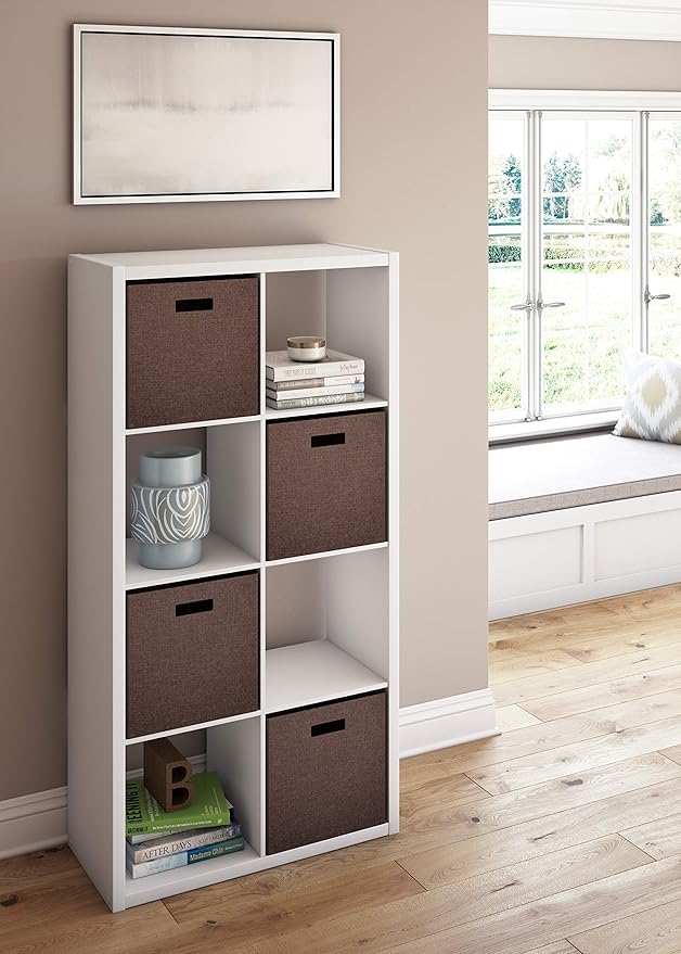 ClosetMaid 4583 Heavy Duty Decorative Bookcase Open Back 8-Cube Storage Organizer in White with Hardware for Closet, Office, or Toys, 57.95" H x 29.84" W