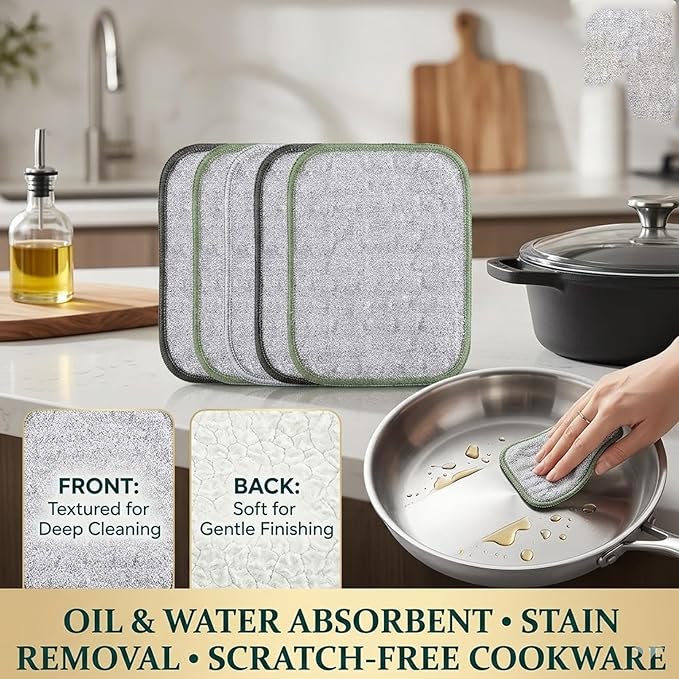 30PCS Double Side Non Scratch Wire Dishcloths,Reusable Multipurpose Wire Dishwashing Rags for Wet and Dry,Reusable Metal Scrubbing Pads Sponge Cloths for Kitchen, Sinks, Pots, Pans (Style B,30pcs)
