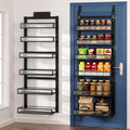 Over the Door Pantry Organizer 6 Tiers Hanging or Wall Mounted Spice Rack with Adjustable Basket,Heavy Duty Metal Seasoning Organizer Shelf for Kitchen Pantry and Bathroom