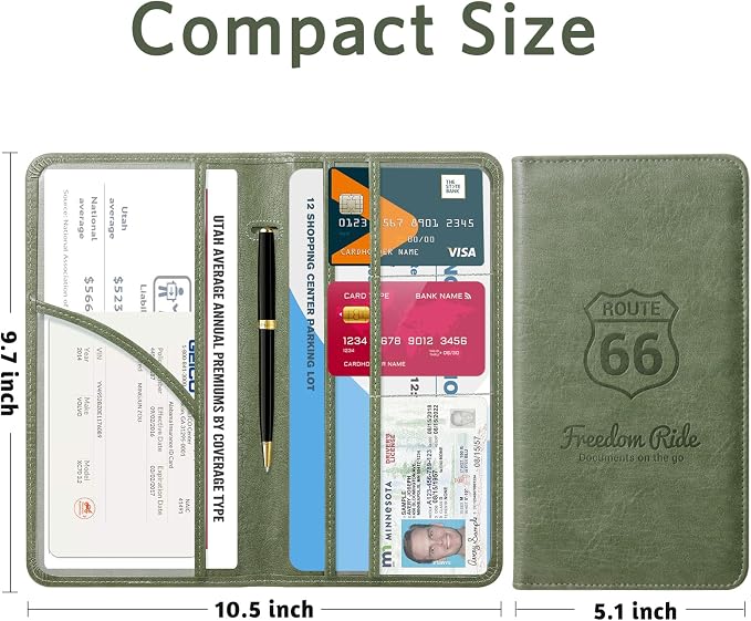 CoBak Car Registration and Insurance Holder | Vehicle Glove Box Organizer, Auto Truck Compartment Document Case with Magnetic Closure for Insurance & Driver License