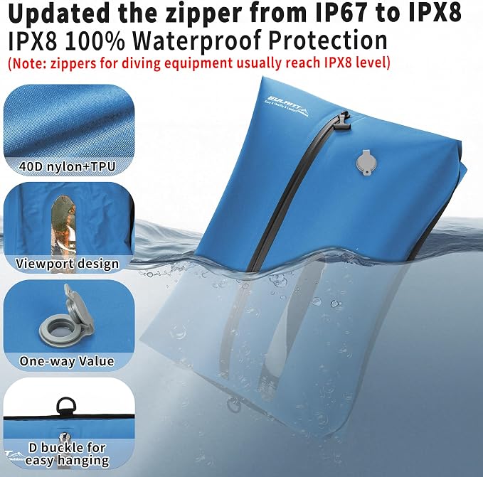 EULANT Travel Vacuum Bags,IPX8 Waterproof Vacuum Compression Bag | Vacuum Bags for Travel Carry-On Suitcase & Travel Backpack,Space Saver Bags Packing Organizers