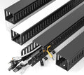 Yecaye 62.8in(4x15.7in) No-Drill Large Cable Management, Under Desk Cord Organizer with Adhesive, Open Slot Cable Raceway for Home/Office/Network, Black