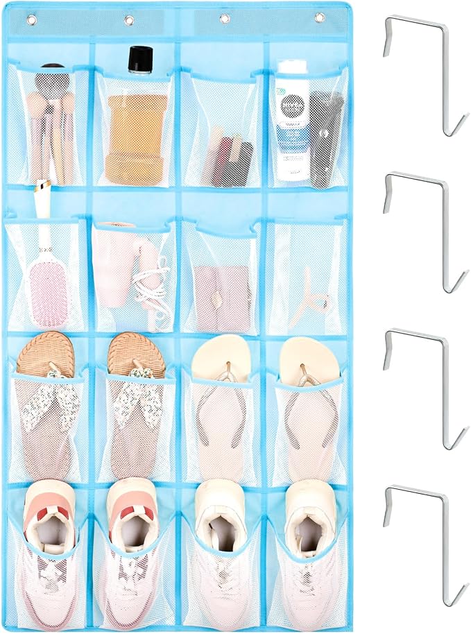 F-color Over the Door Organizer for Cruise - 16-Pocket Hanging Organizer | Tool-Free Mount with 4 Metal Hooks, See-Through Mesh Pockets, Lightweight & Foldable, Space-Saving for Travel and Daily Use