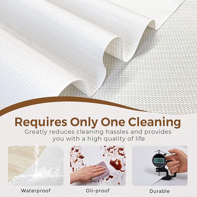 Coavas Shelf and Drawer Liner, Non Slip Extra Grip Non Adhesive Waterproof Thickened Cabinet Mat, Easy Cut for Kitchen Pantry Bathroom Dresser Cupboard (White, 12IN x 30FT)