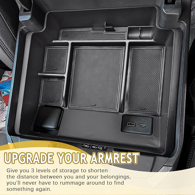 Center Console Organizer Refreshed Full Tray for Full Console w/Bucket Seat | Compatible with 2022-2026 Chevy Silverado/GMC Sierra 1500 & 2024-2026 Silverado/Sierra 2500HD 3500HD Accessories