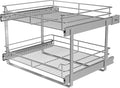 JOWBOOW 2-Tier Cabinet Pull Out Shelves (20" W x 22" D), Slide Out Shelves for Kitchen Cabinets, Metal Pots and Pans Organizer for Under Cabinet