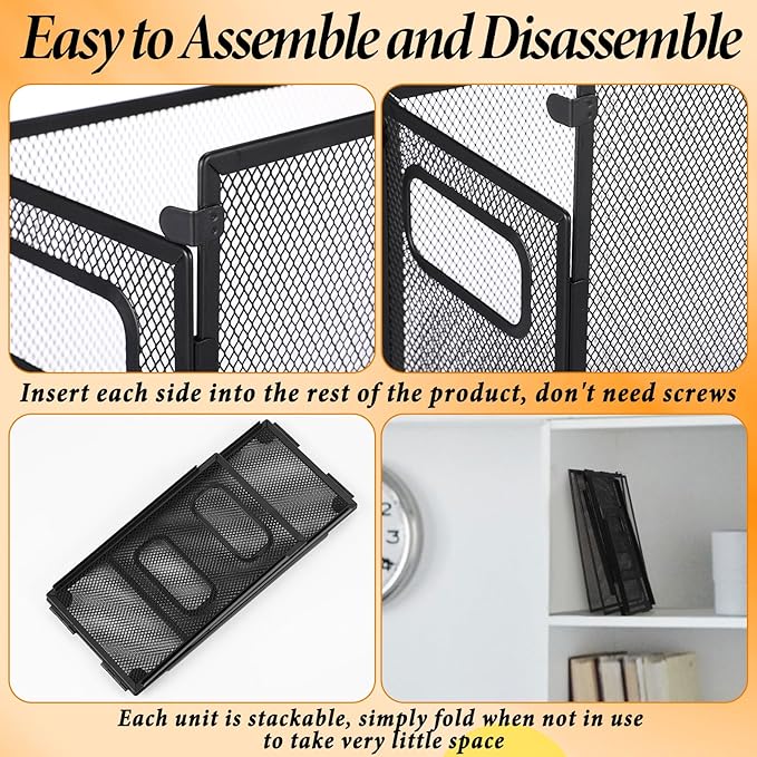 2 Pack Hanging File Holder, 10 Hanging Folders, Metal Mesh, Letter Size Folder Storage, Desktop Storage Cabinets, Office School Document(Multicolor,Small)