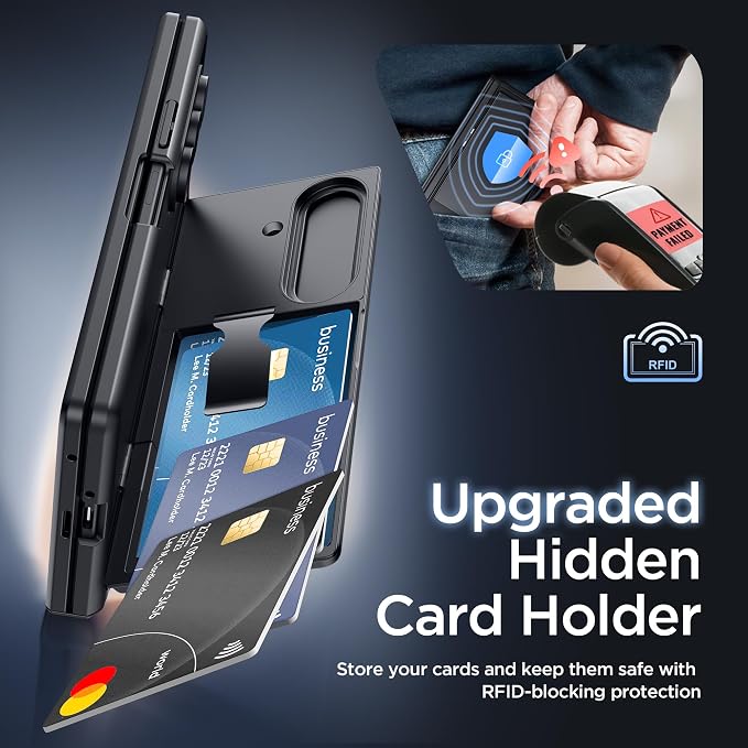 TONGATE Wallet for Z Fold 8 Ultra Case with Privacy Film & Stand, Black | 4-Card Holder, Anti Spy, Camera Cover, Full Hinge Protection Phone Case for Galaxy Z Fold 8 Ultra Office Business Outdoor