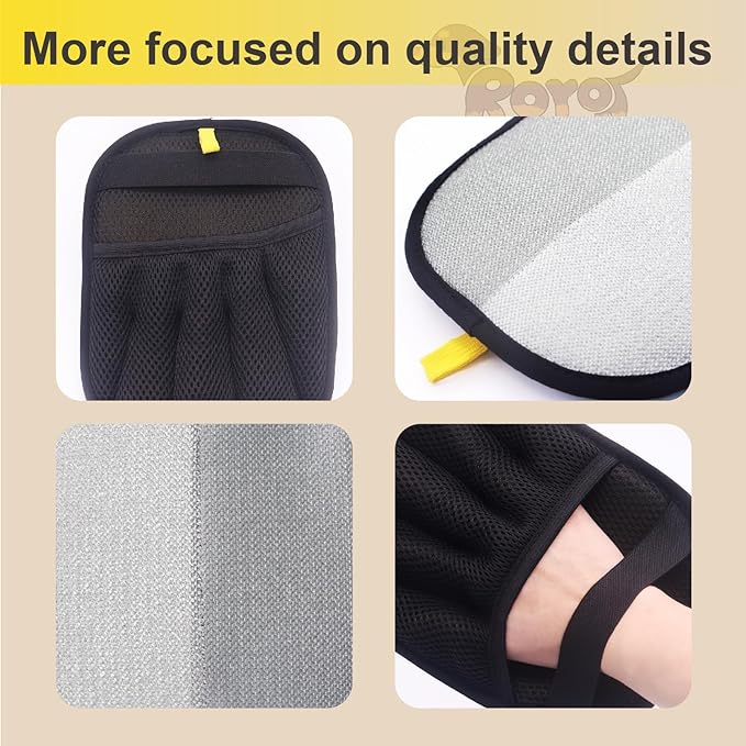 2- Pack Magic Brush Pet Hair Removal Gloves– Upgraded 5 Finger Reusable Electrostatic Grooming Tool for Dogs & Cats, Remove Dog/Cat Hair from Clothing, Furniture, Car Seats, Bedding.