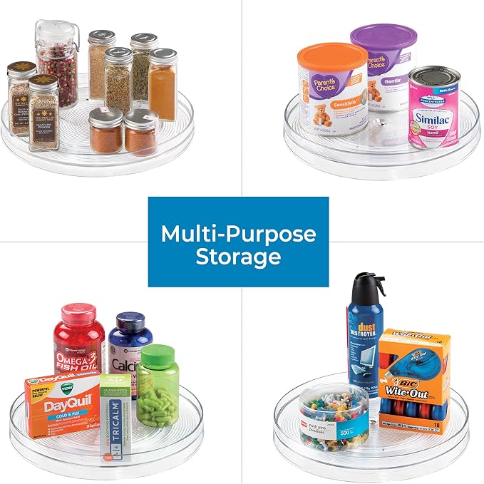 iDesign 11-Inch Round Lazy Susan Organizer for Kitchen or Pantry Storage - 2 Count - Clear (Pack of 8)