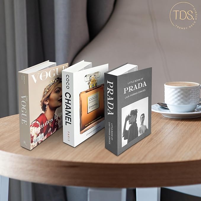 Designer Fake Books for Home Decor - Minimalist Coffee Table Decor, Celebrating Graduations - Set of 3 (Light)