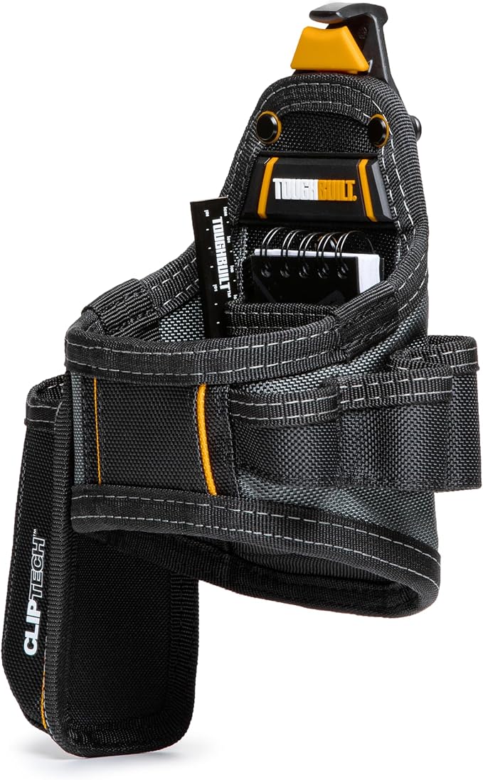 ToughBuilt ClipTech Series - Utility Pouch, Heavy-Duty Tool Pouch with Multiple Pockets, Secure Attachment & Storage for Jobsite Use