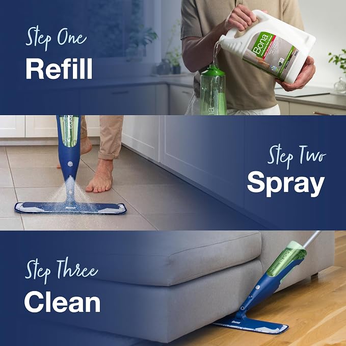 Bona Multi-Surface Floor Cleaner Refill - 96 fl oz - Unscented | Refill Spray Mops and Spray Bottles - Residue-Free Floor Cleaning Solution for Stone, Tile, Laminate, and Vinyl Floors