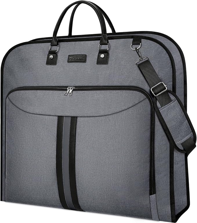 BALEINE Travel Garment Bag, Travel Suit Bag for Men, Water Resistant Carry on Garment Bag for Hanging Clothes, Garment Duffel Bag for Travel Business (Grey, 48")
