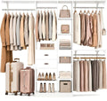 Upgraded 96 Closet System with 18 Storage Place, 8FT Closet Organizers System with 13 Shelves and 2 Wooden Drawers, 96'' Walk-in Closet with 4 Hanging Rods, Adjustable Garment Rack, White
