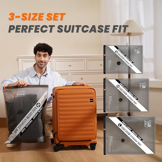 15 Pack Travel Vacuum Storage Bags with Portable Cordless Electric Pump | Vacuum Seal Bags for Clothing & Suitcase, Ideal for Business Trips, Cruise Vacations, RV Life, and Seasonal Storage.