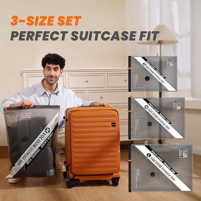 10 Pack Travel Vacuum Storage Bags with Portable Cordless Electric Pump | Vacuum Seal Bags for Clothing & Suitcase, Ideal for Business Trips, Cruise Vacations, RV Life, and Seasonal Storage.