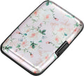 ELFISH Mini RFID Aluminum Wallet Credit Cards Holder Business Card Case Metal ID Case for Men Women(Pink Rose)