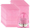 12 Pack Shoe Bags for Travel, Large Travel Shoe Bags for Packing with Clear Window, Dustproof Drawstring Travel Shoe Storage Bags Travel Essentials for Men & Women, Pink