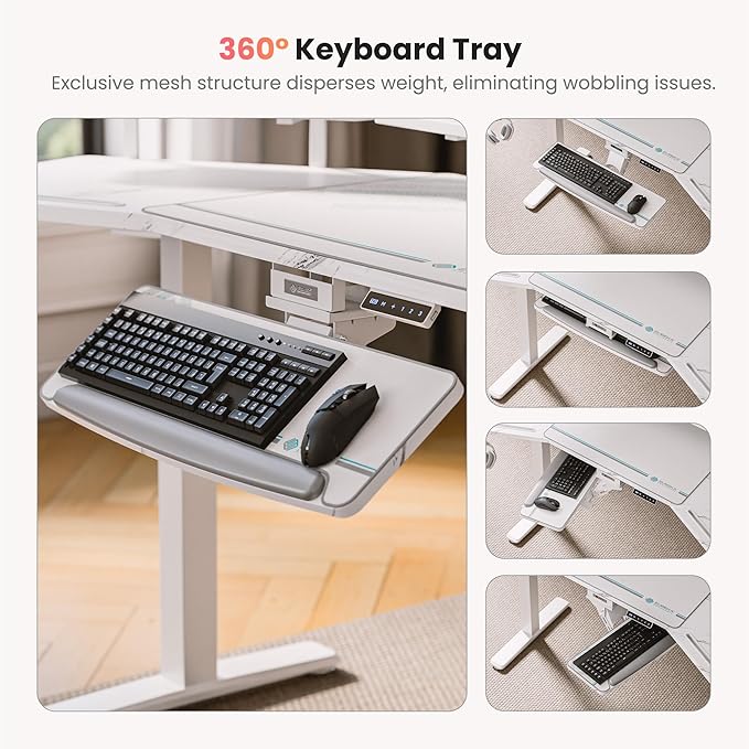 EUREKA ERGONOMIC Gaming Desk, w Keyboard Tray, 73" Wing Shaped Music Studio Table with LED Shelves, Gaming Recording Live Stream, Slot Design