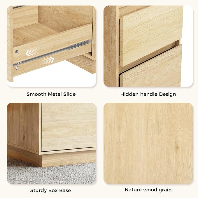 FUNKOCO 58" Modern Executive Desk with Drawers, Office Desk with File Drawer & Open Storage & Power Outlet, Keyboard Tray, Wooden Computer Desk for Home Office & Studio