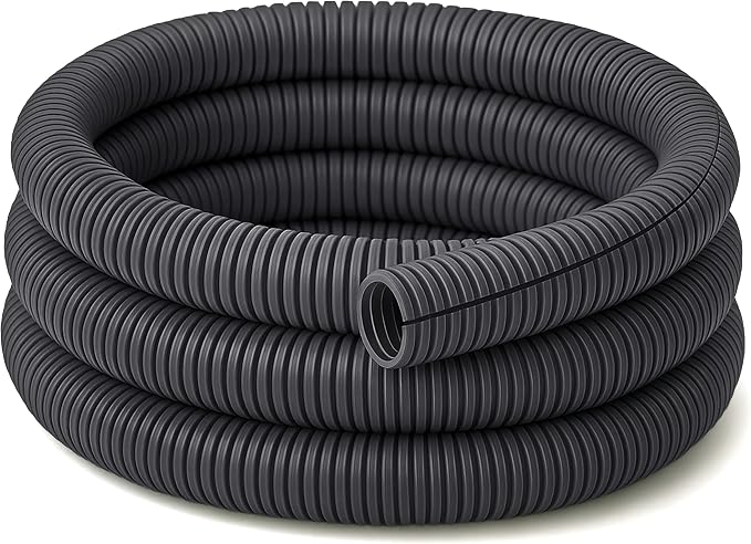 Electriduct Split Wire Loom Tubing Polyethylene Corrugated Flexible Conduit - 1" Nominal Size - 100 Feet - Gray