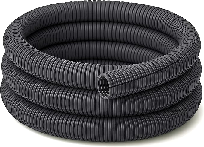 Electriduct Split Wire Loom Tubing Polyethylene Corrugated Flexible Conduit - 1" Nominal Size - 20 Feet - Gray