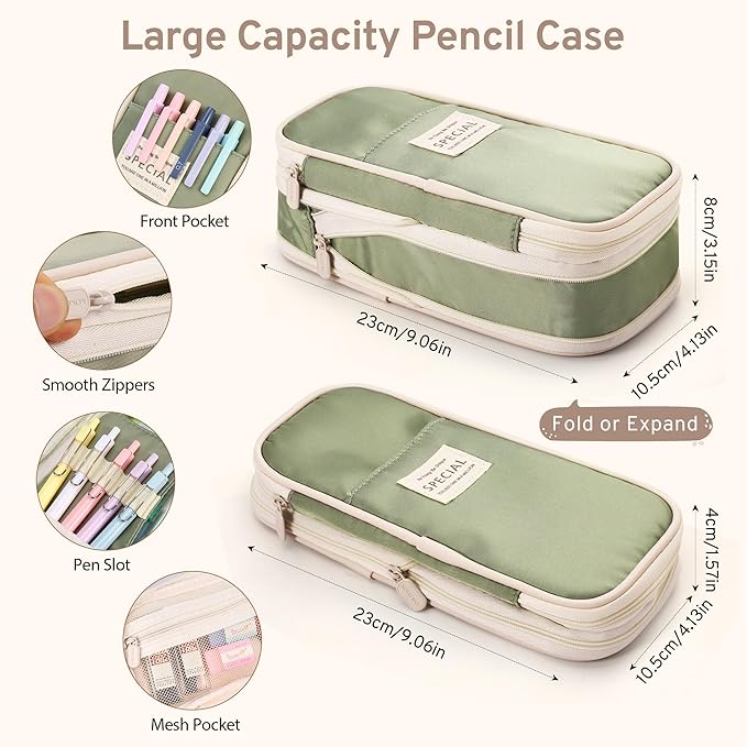 DazSpirit 62PCS Aesthetic Stationery Set with Pencil Case, No Bleed Highlighters, Gel & Erasable Pens, Mechanical Pencils, Refills, Cute College School Supplies for Note Taking, Journaling