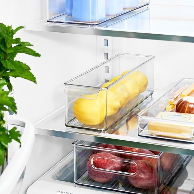 iDesign Stackable Fridge Storage Bin with Handle, Clear | Ideal for Fridge and Freezer, Made in USA