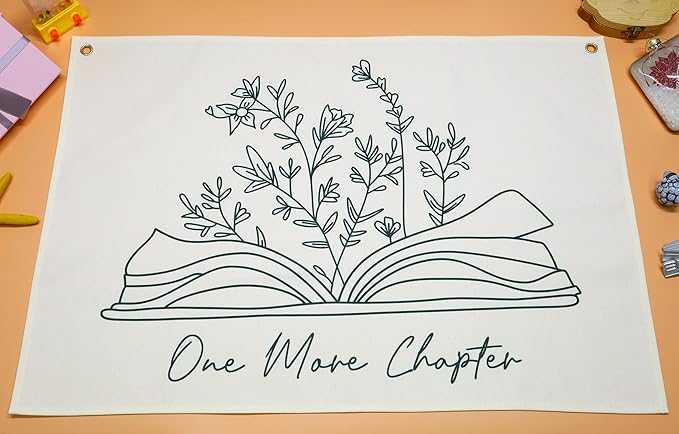 Classroom Wall Flag Decor-Teacher Gift-Inspirational Back to School Wall Banner Decor-One More Chapter-Hanging Rectangular Canvas Banner for Classroom Teacher Office Reading Corner-28.5x20 Inches