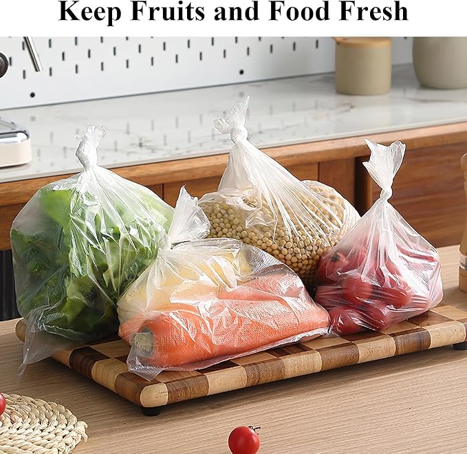 1 Roll Plastic Produce Bags for Groceries, 35x50cm(14x20in) Durable Clear Food Storage Bags for Bread, Fruits, Vegetables, Kitchen Disposable Plastic Storage Bag, 350 Pcs per Roll, BPA-Free