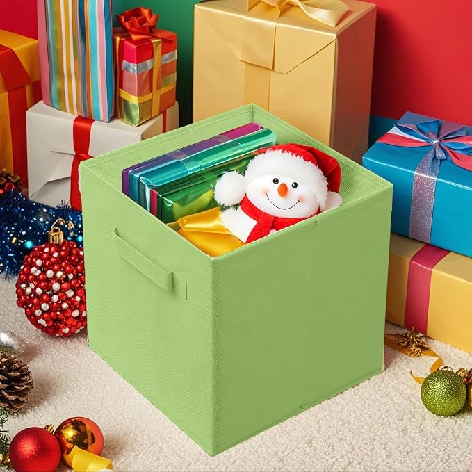 ShellKingdom Storage Bins, Foldable Fabric Storage Cube And Cloth Organizer | Storage Drawer For Closet And Toys, 13 X 13 X 13 INCH, 6 Pack (Green)