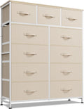 WLIVE Storage Organizer Unit with 11 Fabric Bins, Storage Drawers Organizer with Steel Frame, Tall Storage Tower Organizaton for Living Room, Hallway, Office, Cream White