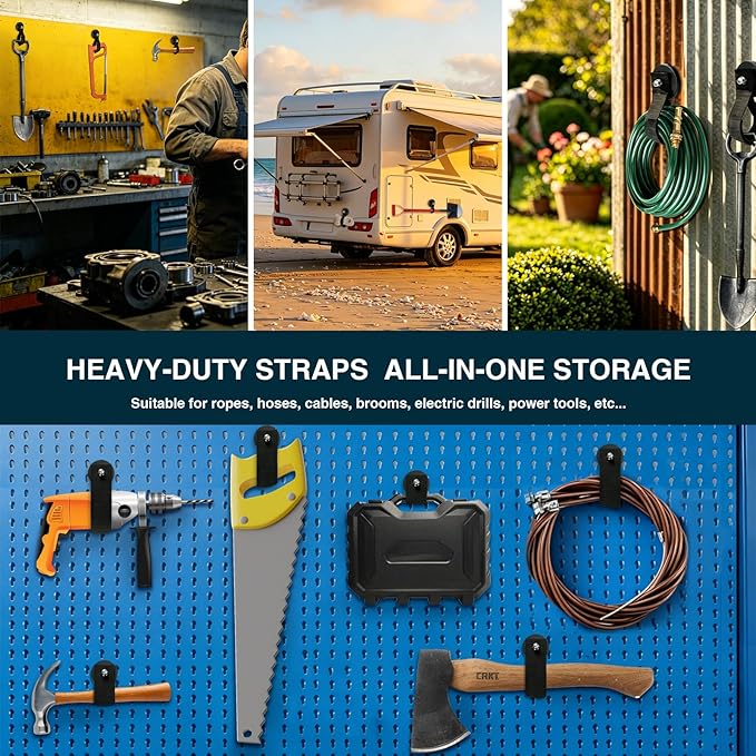 Zihvfzu 2 Pack Magnetic Hook Straps - 2.59" Heavy Duty Magnetic Tool Holder for Garage, Workshop, RV, Pickup - Cable Management Wrap for Extension Cord, Rope, Hose, Wire - Strong Magnet Tie for Tools