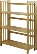 Casual Home 3-Shelf 27.5" Wide Folding Stackable Bookcase, Natural (New)