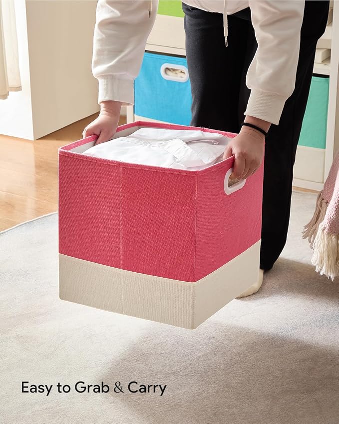 Storage Cube Bins | Macaron & White, 11.8"x11.8"x11.8", 6 Pack | Multi-Size | Ultra-Fine Fabric | Organizer Baskets for Shelf, Wadrobe, Closet | 12"x12"x12" Cube Insert Drawer