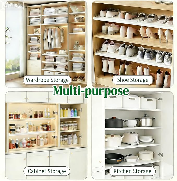 Expandable Closet Shelf Organizer, Adjustable Shelves Organizer, Storage Shelving Rack DIY Divider RV Separator for Cabinet Pantry Wardrobe Cupboard Kitchen, Small 1 Pack