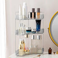 3 Tier Corner Bathroom Counter Organizer Countertop Shelf Makeup Organizer for Vanity Perfume Tray for Corner Storage (Grey)