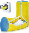 2Pcs Shoe Washing Machine Bag, Sneaker Laundry Bag for Washing Machine, Extra Long and Thick Microfibre Fluff, Reusable for Washer and Dryer (2 Pcs, Light Yellow Blue)