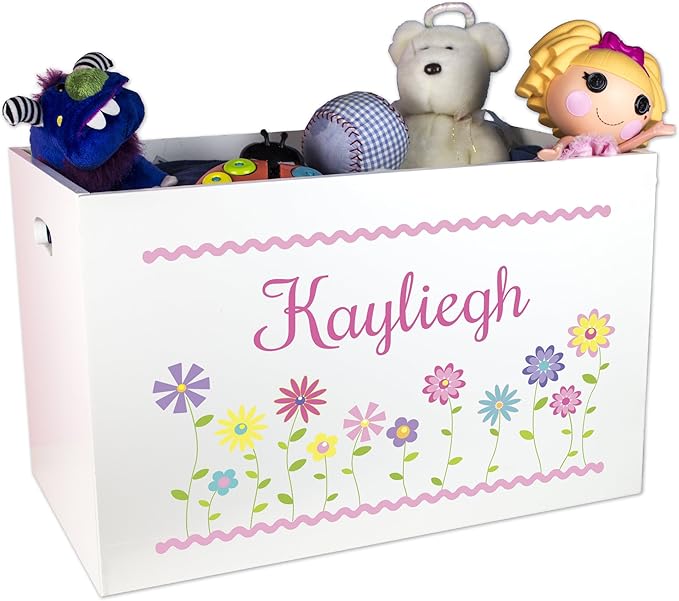 My Bambino Personalized Toy Storage Box and Bin Newborn Gift (Stemmed Flower) | Personalized Kids Gift
