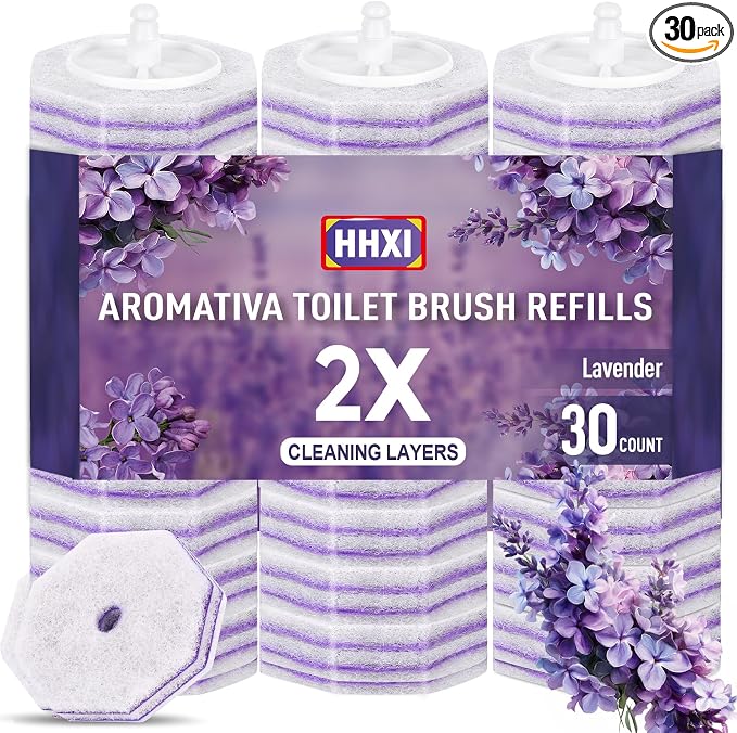 Aromative Toilet Brush Refills, Double-Layer Cleaning Pads Added, Compatible with Most Toilet Brushes，Lemon, Blue Ocean, Lavender（Patented）